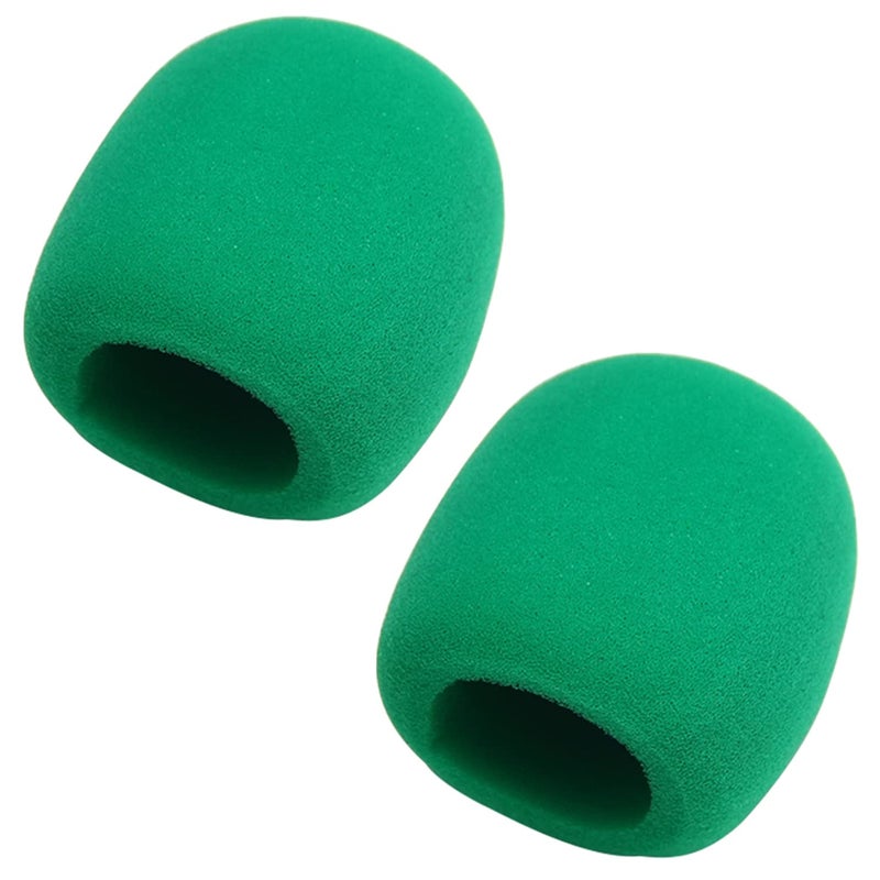 Fielect 2Pcs Microphone Cover Foam Mic Cover Handheld Microphone Windscreen Shield Micro Foam Filter Green for KTV Broadcasting - Image 1